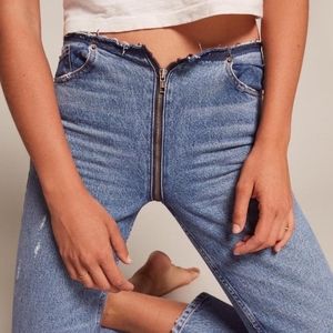 Reformation Zip crop straight leg jeans